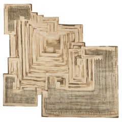 GIZEM Hand Knotted Transitional Modern Shaped Rug in Brown Gold Colour by Hands