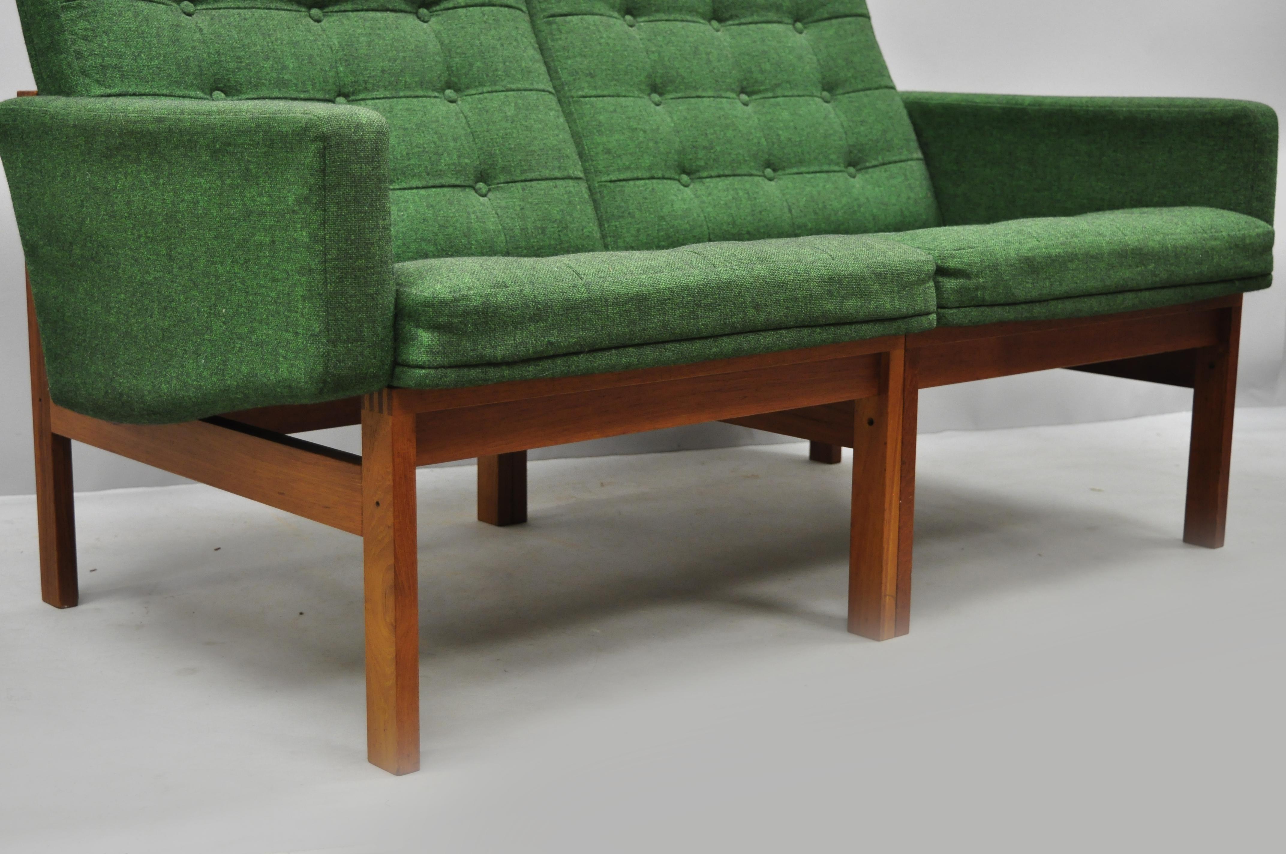 Gjerlov Knudsen & Torben Lind for France & Son Green Teak Moduline Loveseat Sofa For Sale 3