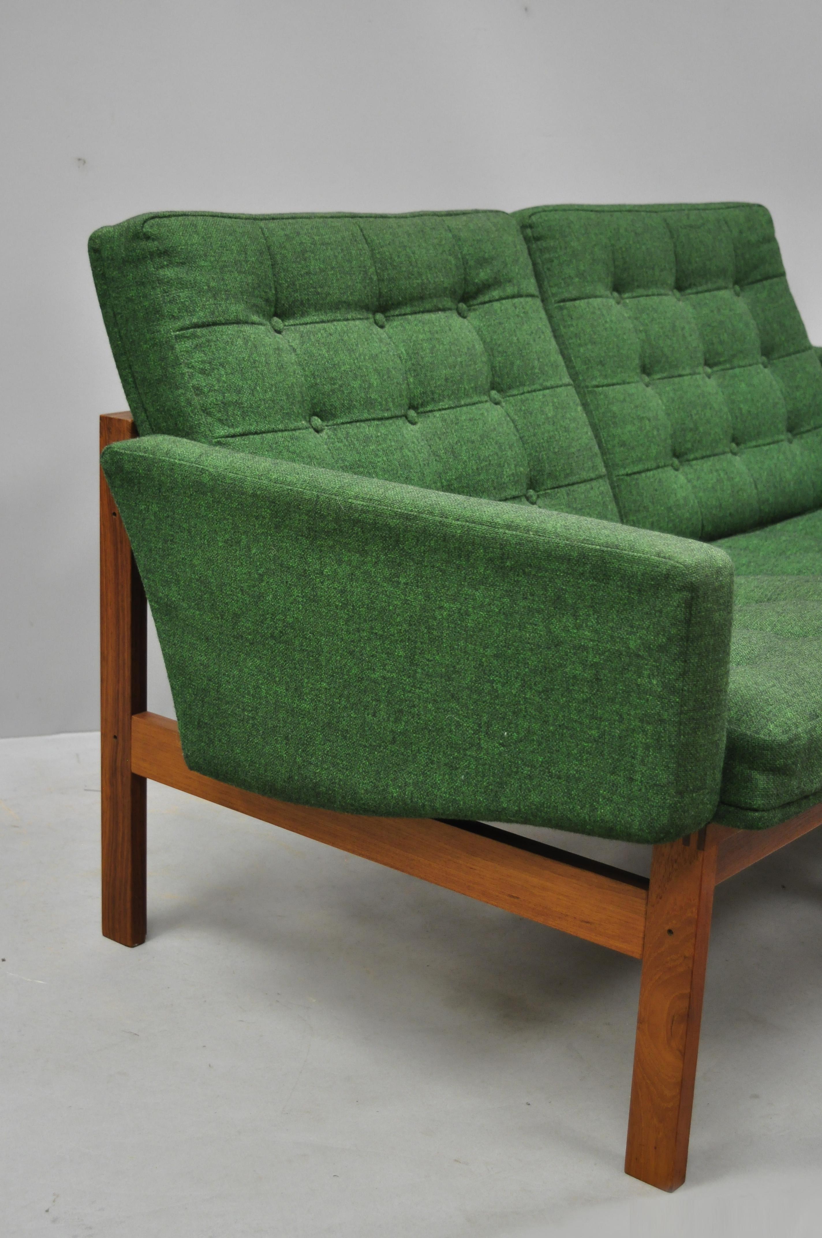 Gjerlov Knudsen & Torben Lind for France & Son Green Teak Moduline Loveseat Sofa For Sale 1