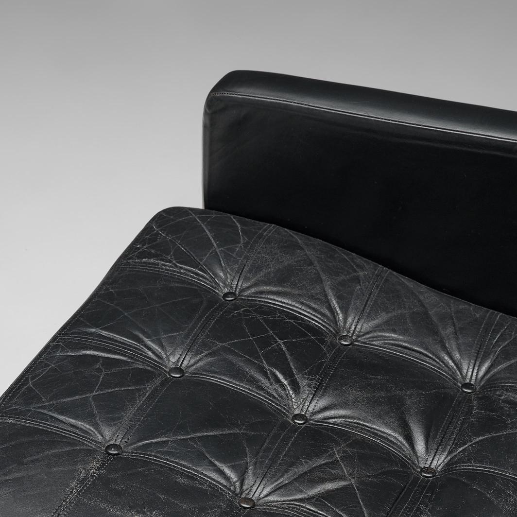 Mid-Century Modern Gjerløv-Knudsen and Lind 'Moduline' All Black Leather Settee