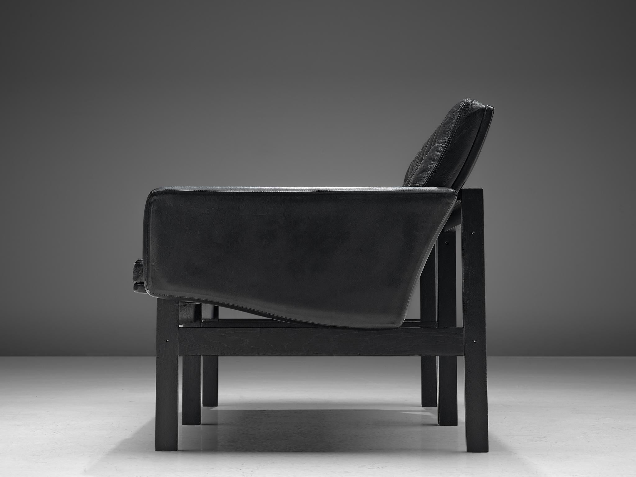 Gjerløv-Knudsen and Lind 'Moduline' All Black Leather Settee 1