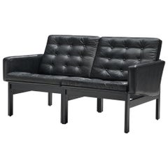 Gjerløv-Knudsen and Lind 'Moduline' All Black Leather Settee