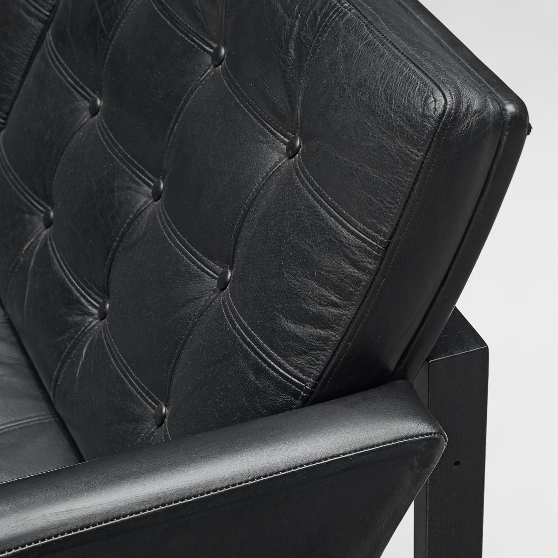 Mid-Century Modern Gjerløv-Knudsen and Lind 'Moduline' All Black Leather Settee  For Sale