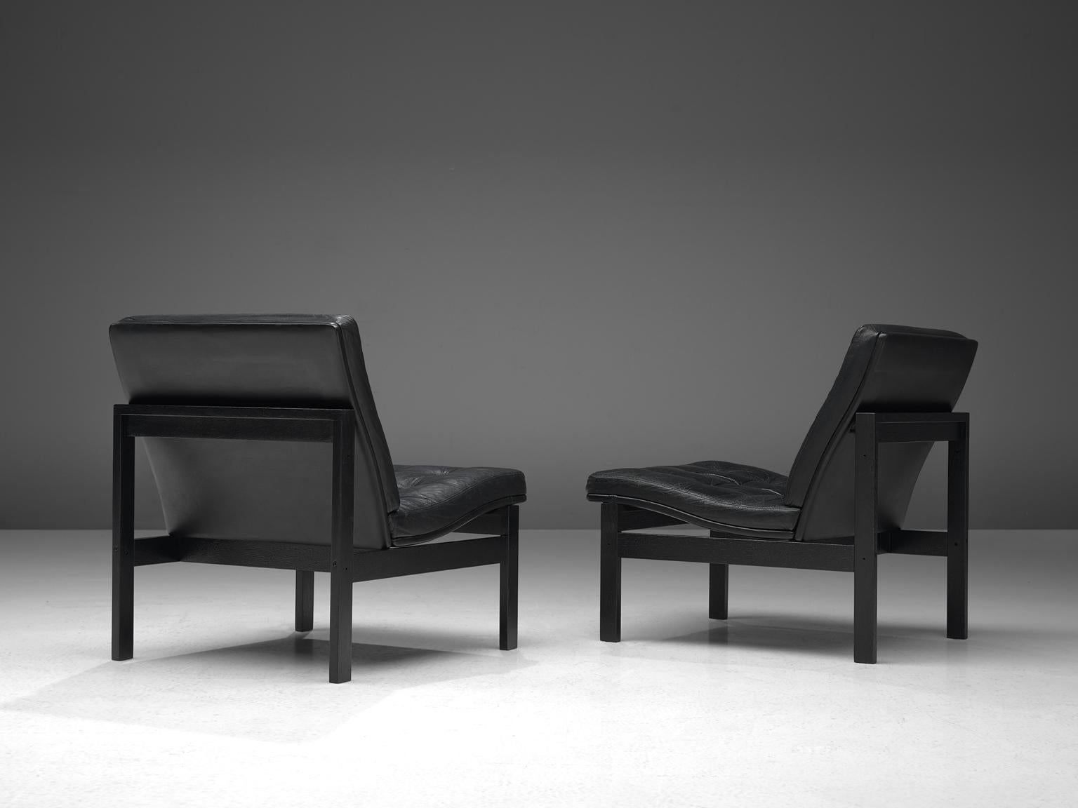 Gjerløv-Knudsen and Lind Pair of Black Moduline Slipper Chairs In Good Condition In Waalwijk, NL