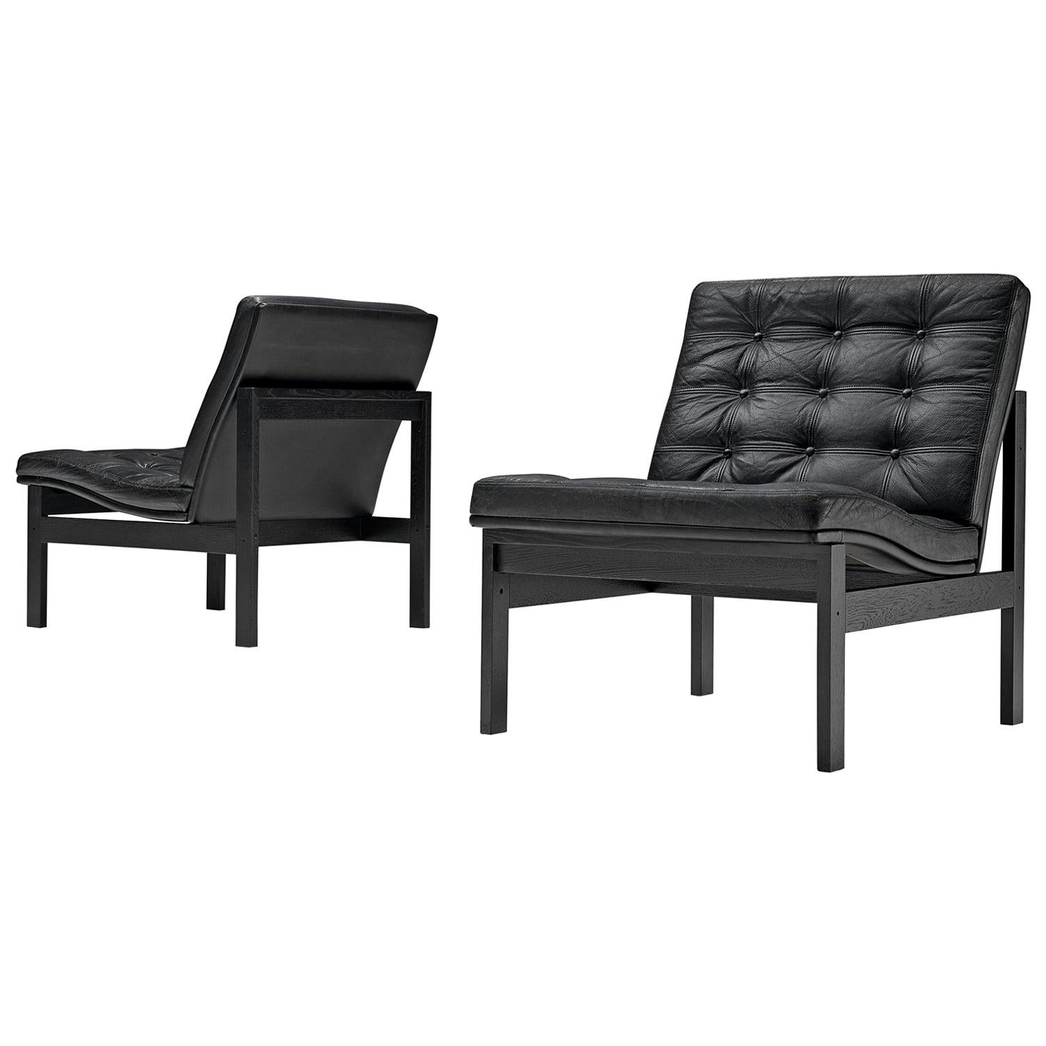 Gjerløv-Knudsen and Lind Pair of Black Moduline Slipper Chairs