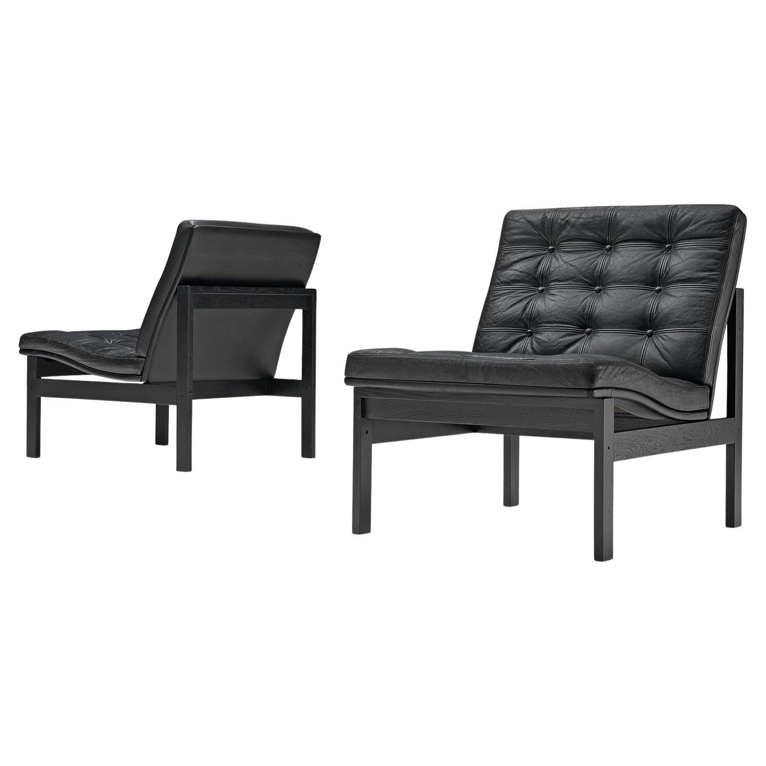 Gjerløv-Knudsen and Lind Pair of Black Moduline Slipper Chairs