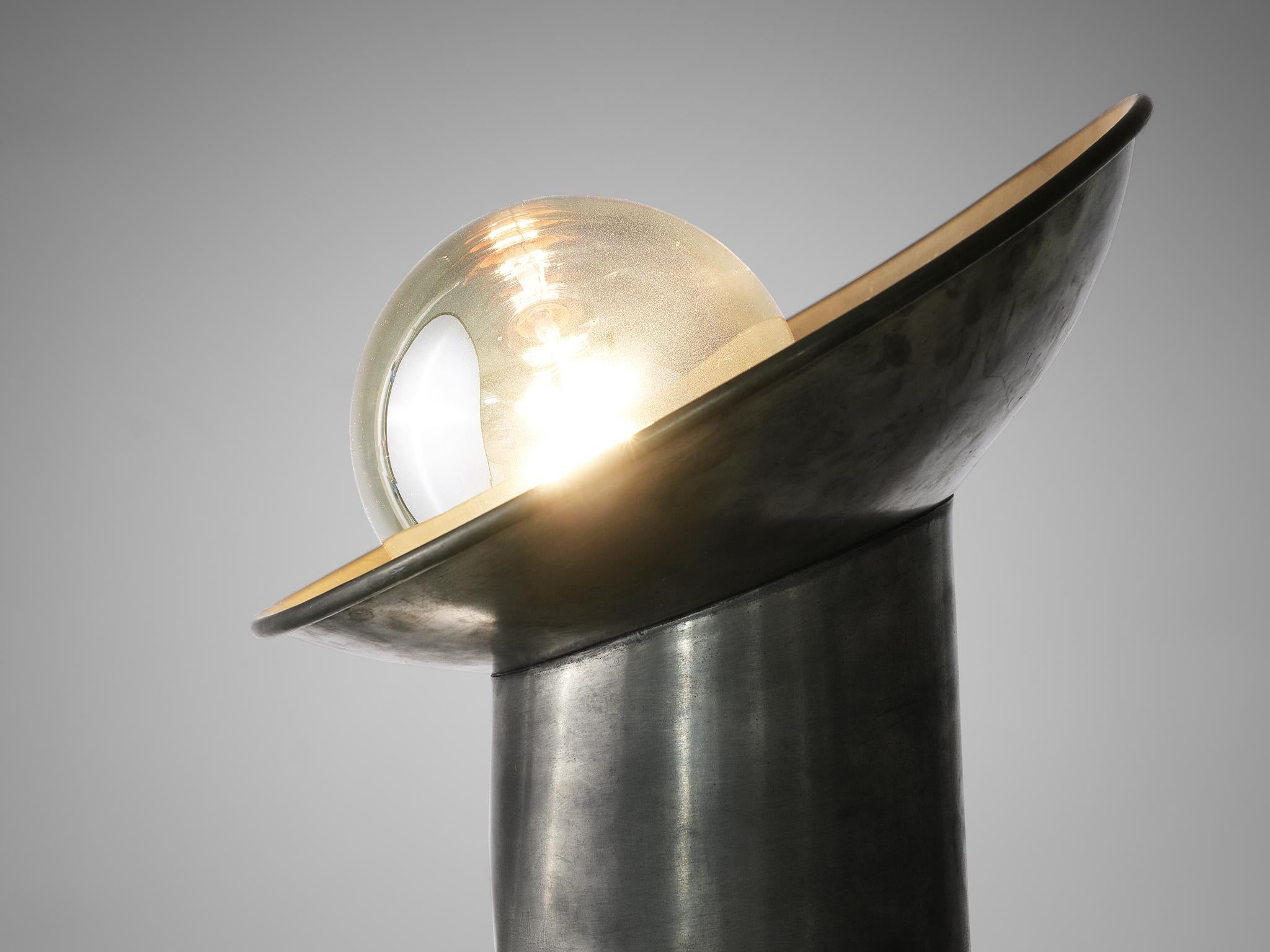 Italian Gjlla Giani for Nucleo Sormani ‘Radar’ Table Lamp in Pewter