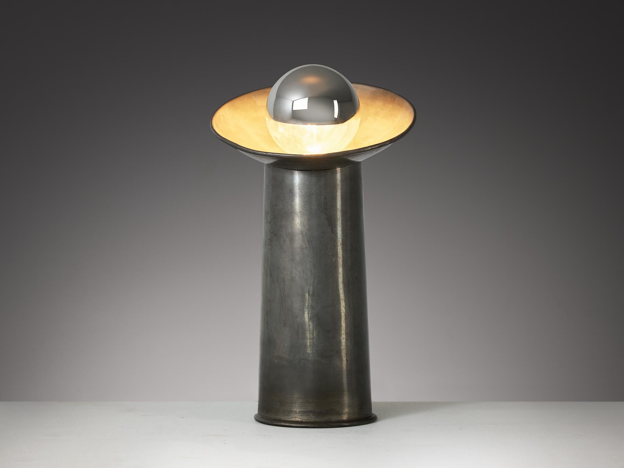 Italian Gjlla Giani for Nucleo Sormani ‘Radar’ Table Lamp in Pewter