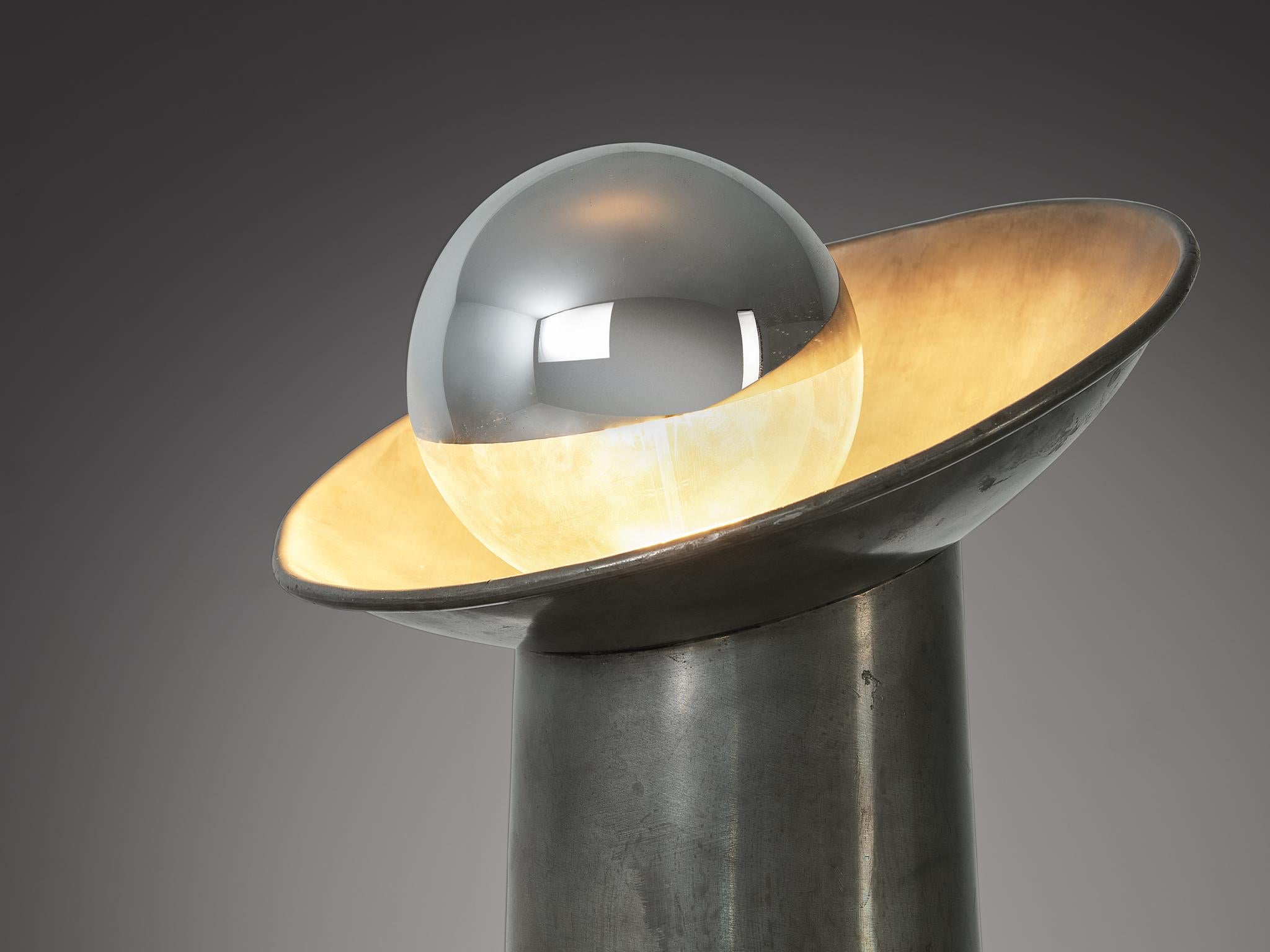 Gjlla Giani for Nucleo Sormani ‘Radar’ Table Lamp in Pewter In Good Condition In Waalwijk, NL