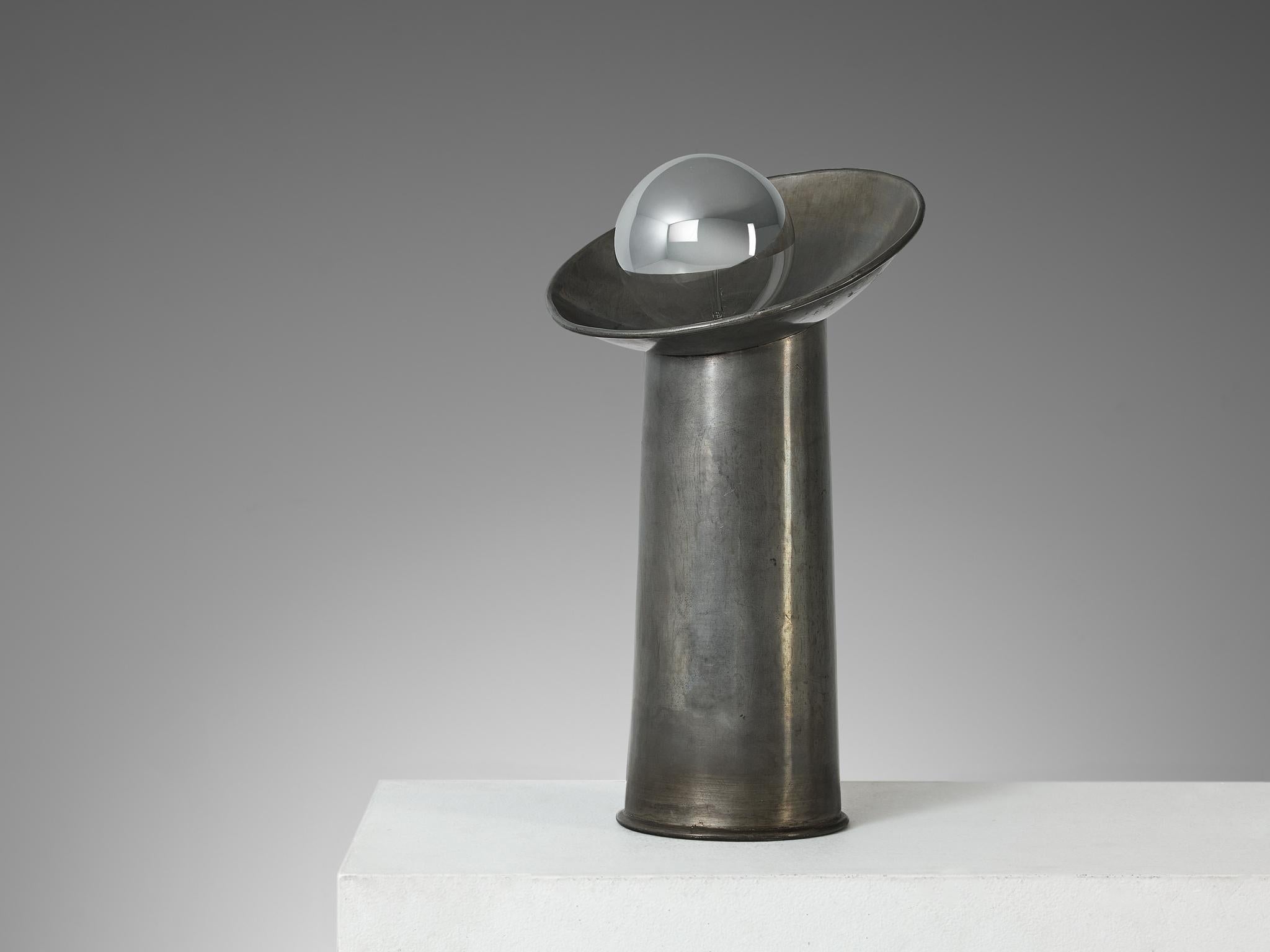 Glass Gjlla Giani for Nucleo Sormani ‘Radar’ Table Lamp in Pewter