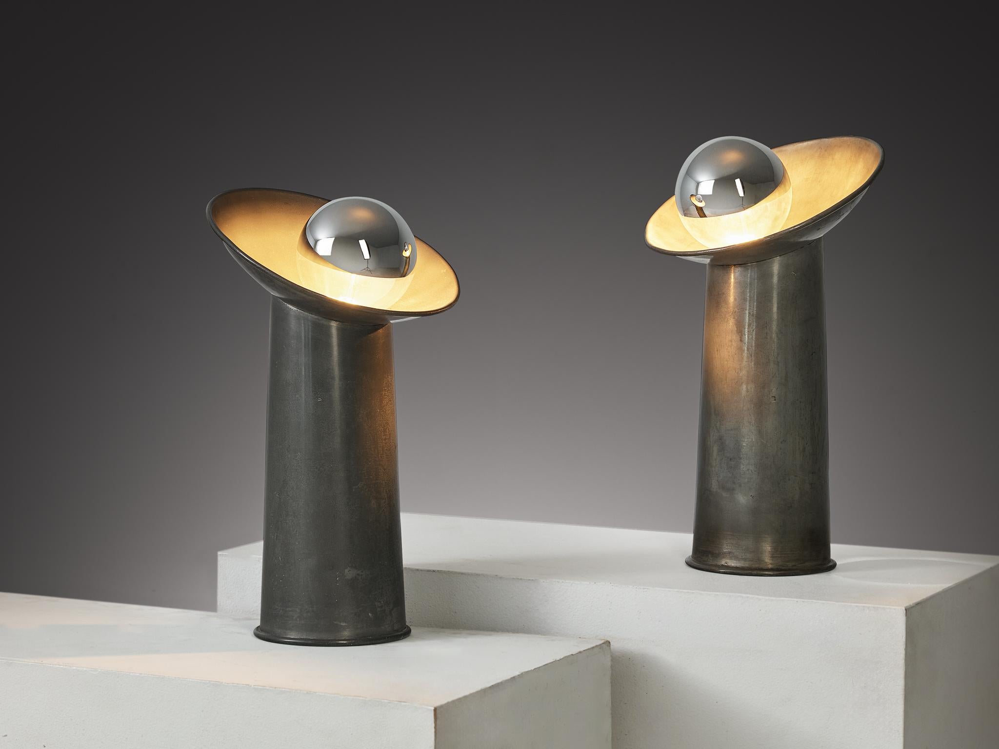 Gjlla Giani for Nucleo Sormani ‘Radar’ Table Lamps in Pewter  In Good Condition For Sale In Waalwijk, NL