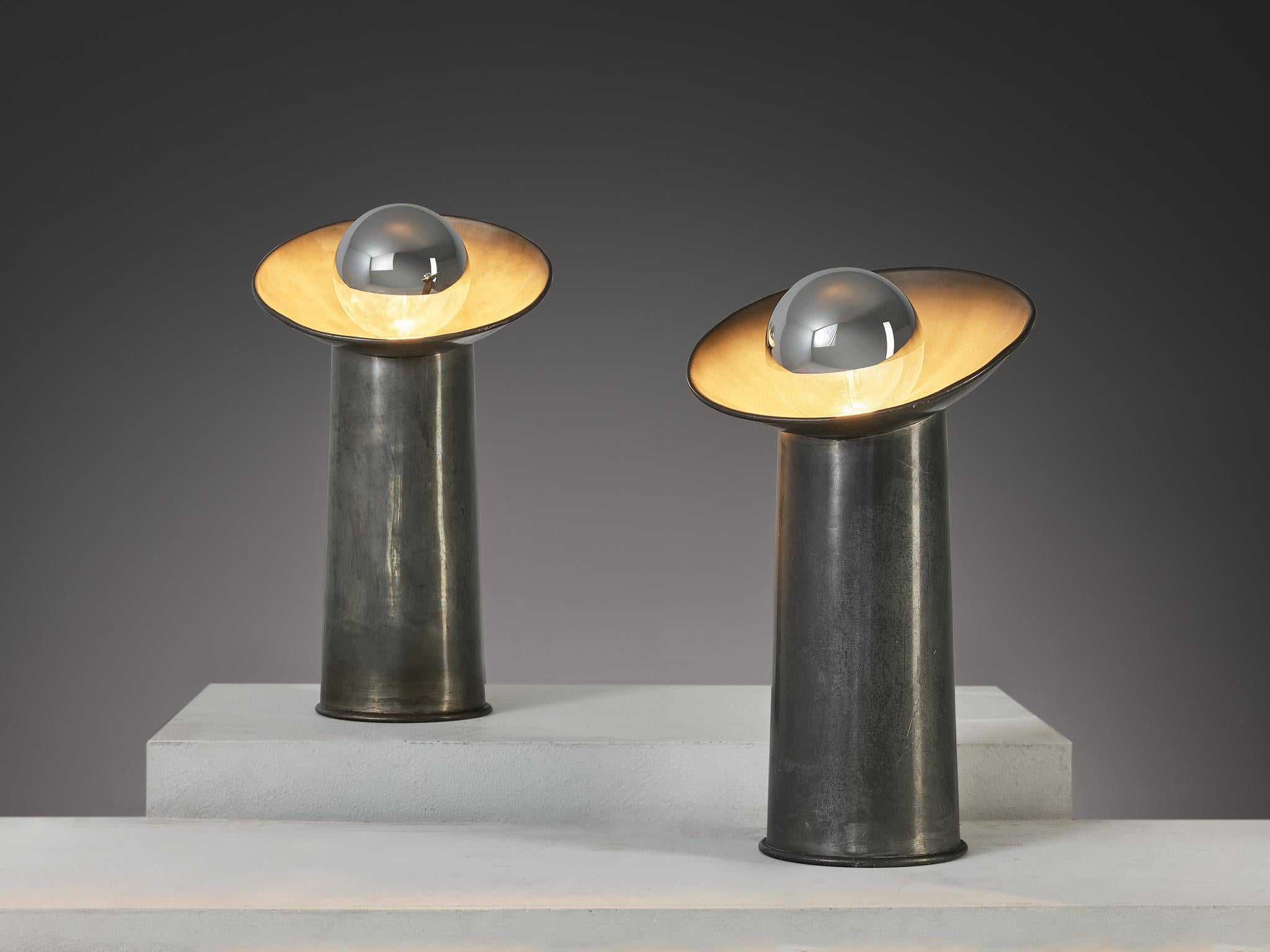 Gjlla Giani for Nucleo Sormani ‘Radar’ Table Lamps in Pewter  For Sale 1