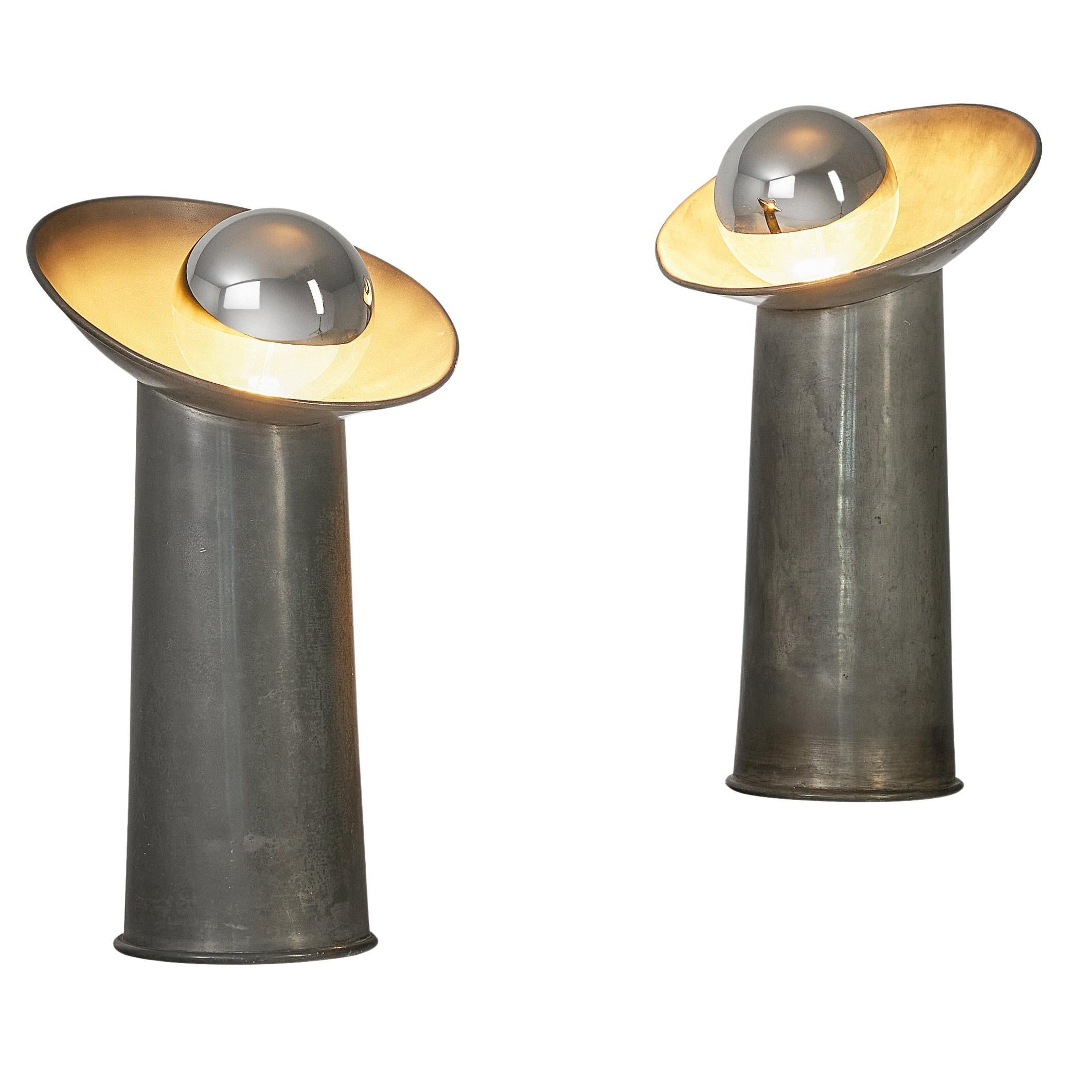 Gjlla Giani for Nucleo Sormani ‘Radar’ Table Lamps in Pewter  For Sale