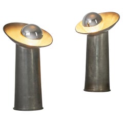 Retro Gjlla Giani for Nucleo Sormani ‘Radar’ Table Lamps in Pewter 