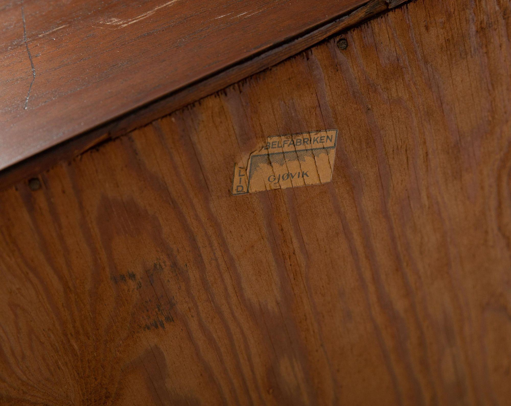 Gjovik Mobelfabriken, Mid-Century Modern, Low Cabinets, Teak, Denmark, 1950s For Sale 3