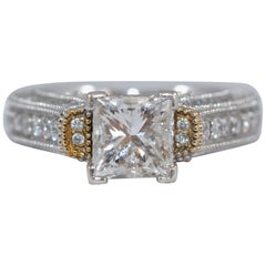 GAL Certified 1.7 Carat Diamond Solitaire White 18K Gold Bridal Engagement Ring