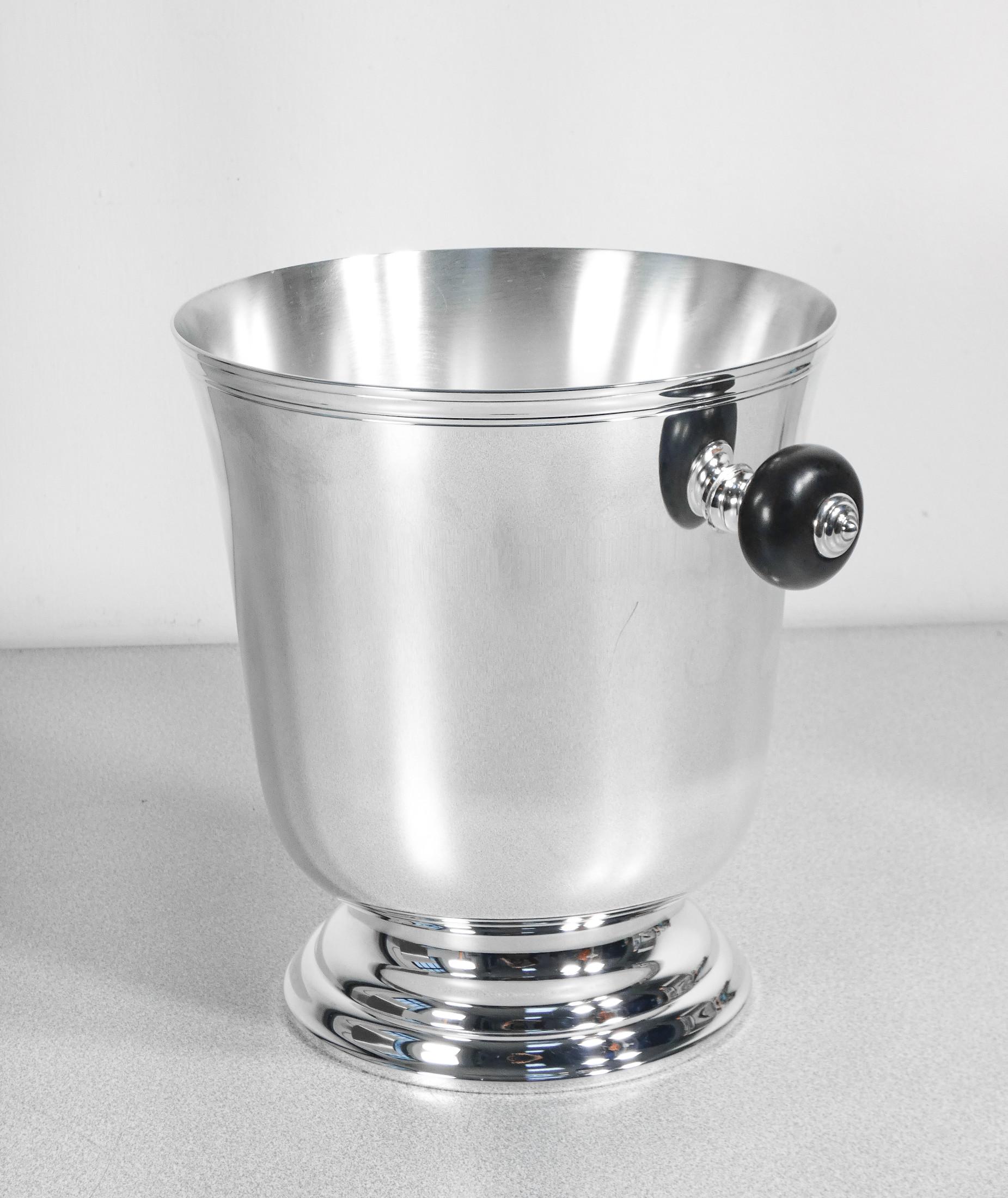 French CHRISTOFLE silver laminated metal glacette. France, 1990s For Sale