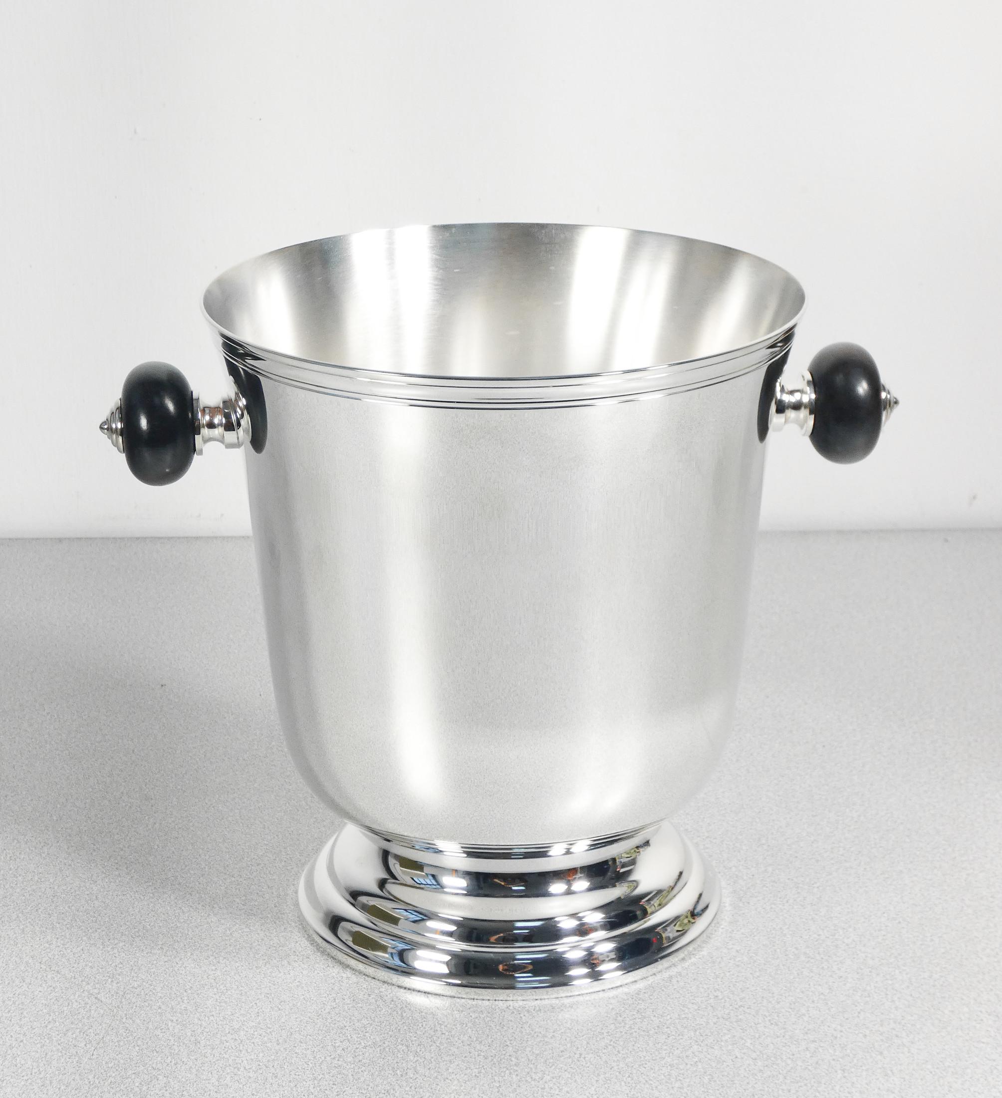 CHRISTOFLE silver laminated metal glacette. France, 1990s In Good Condition For Sale In Torino, IT