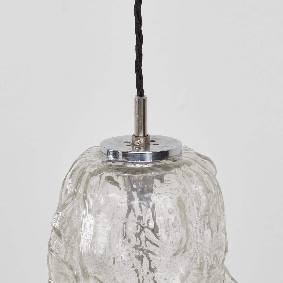 Glacial Cast Glass Pendant for Peill & Putzler, Germany, 1970s In Excellent Condition In London, GB