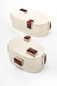 Scatola Glaciar Large Silver Alpaca & Bordeaux Onyx Stone