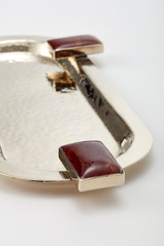 Glaciar Grand plateau en alpaga argenté et pierres en onyx brun