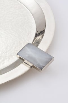 Glaciar Large Silver Alpaca & Cream Onyx Stone Tray