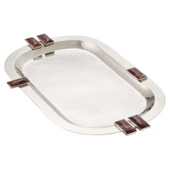 Grand plateau de bar Glaciar Silver Alpaca & Bordeaux Onyx Stone