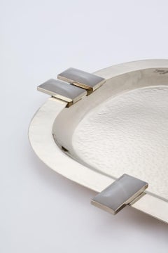 Glaciar Silber Alpaka & Creme Onyx Stone Medium Bar Tablett