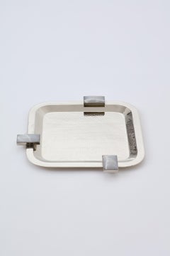 Glaciar Small Silver Alpaca & Cream Onyx Stone Square Tray