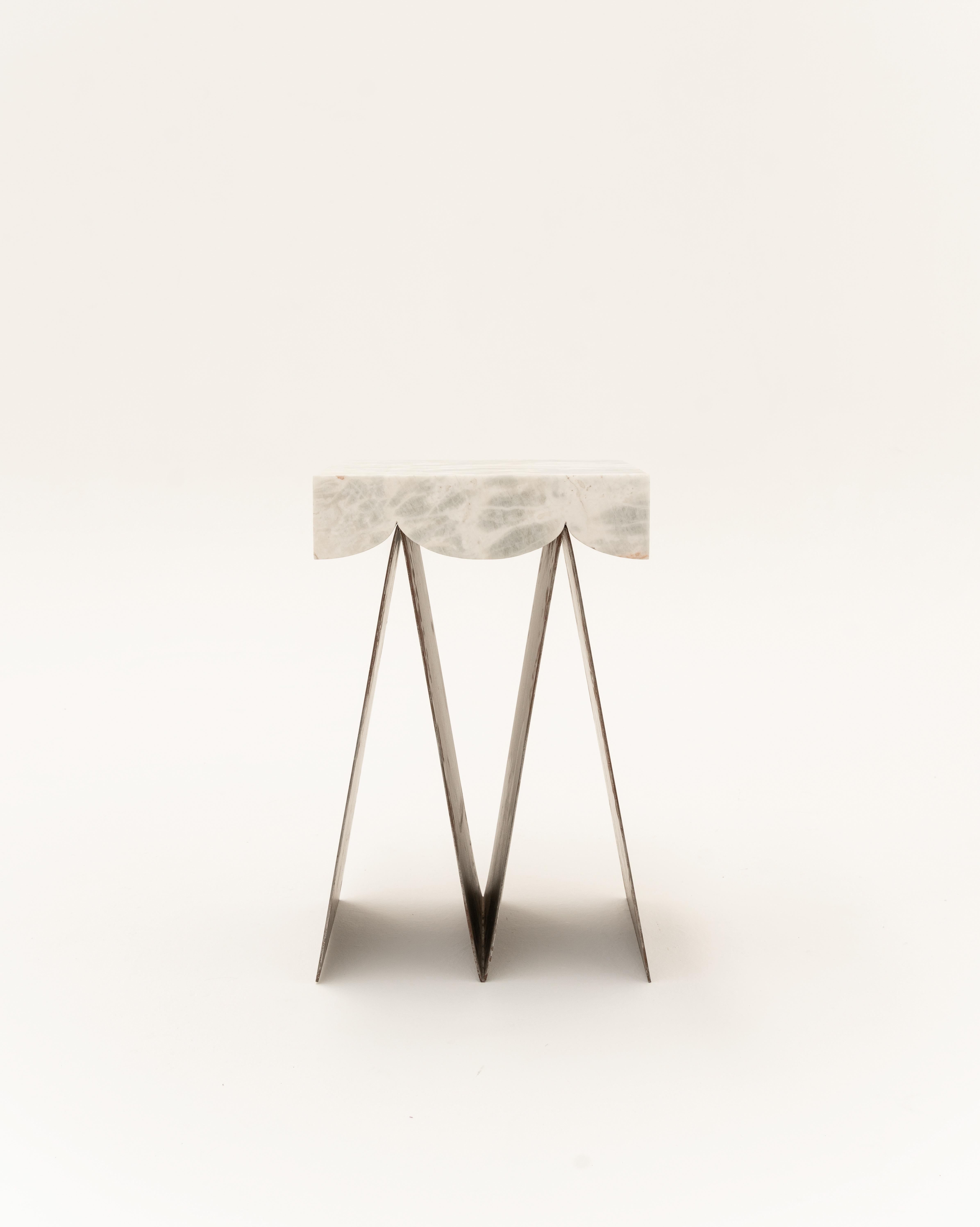 Mid-Century Modern Glacier 01 Contemporary Side Table in Onyx and Steel by Bestia For Sale