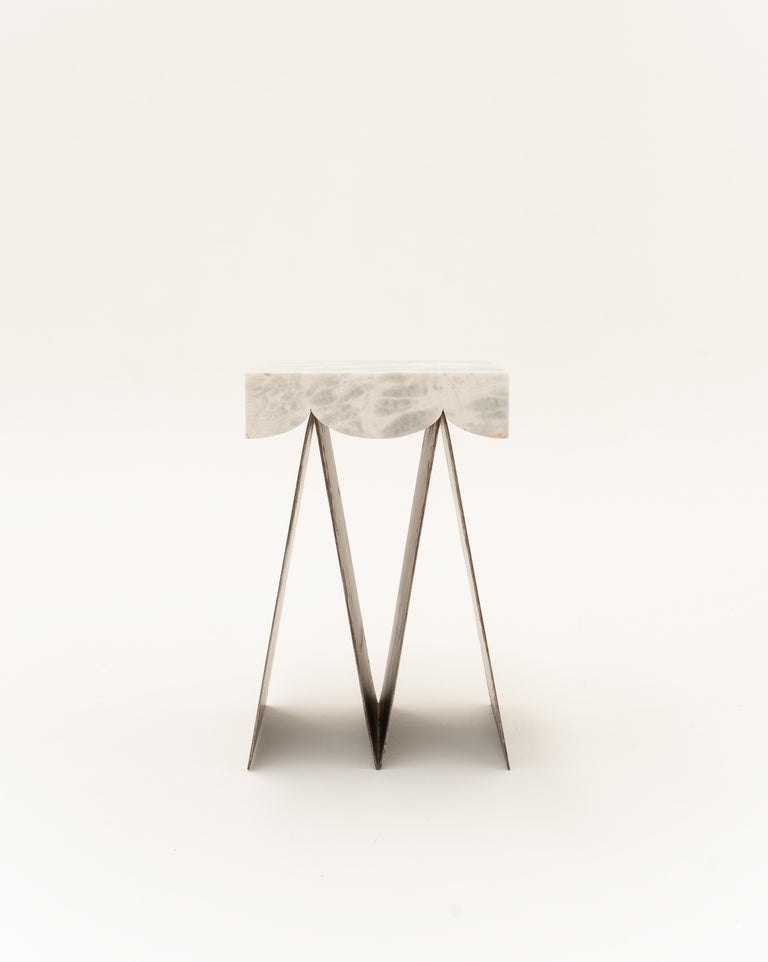 Mexican Glacier 01 Contemporary Side Table in Onyx and Steel by Bestia For Sale