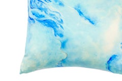 Cuscino Glacier 1 in seta, azzurro