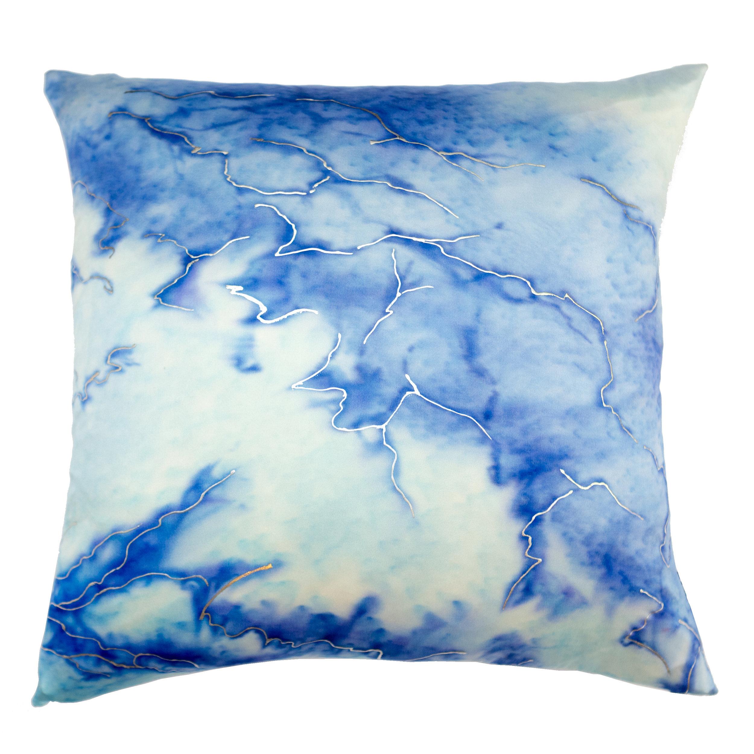Modern Glacier 2 Pillow, Ilk, Blue Hues For Sale