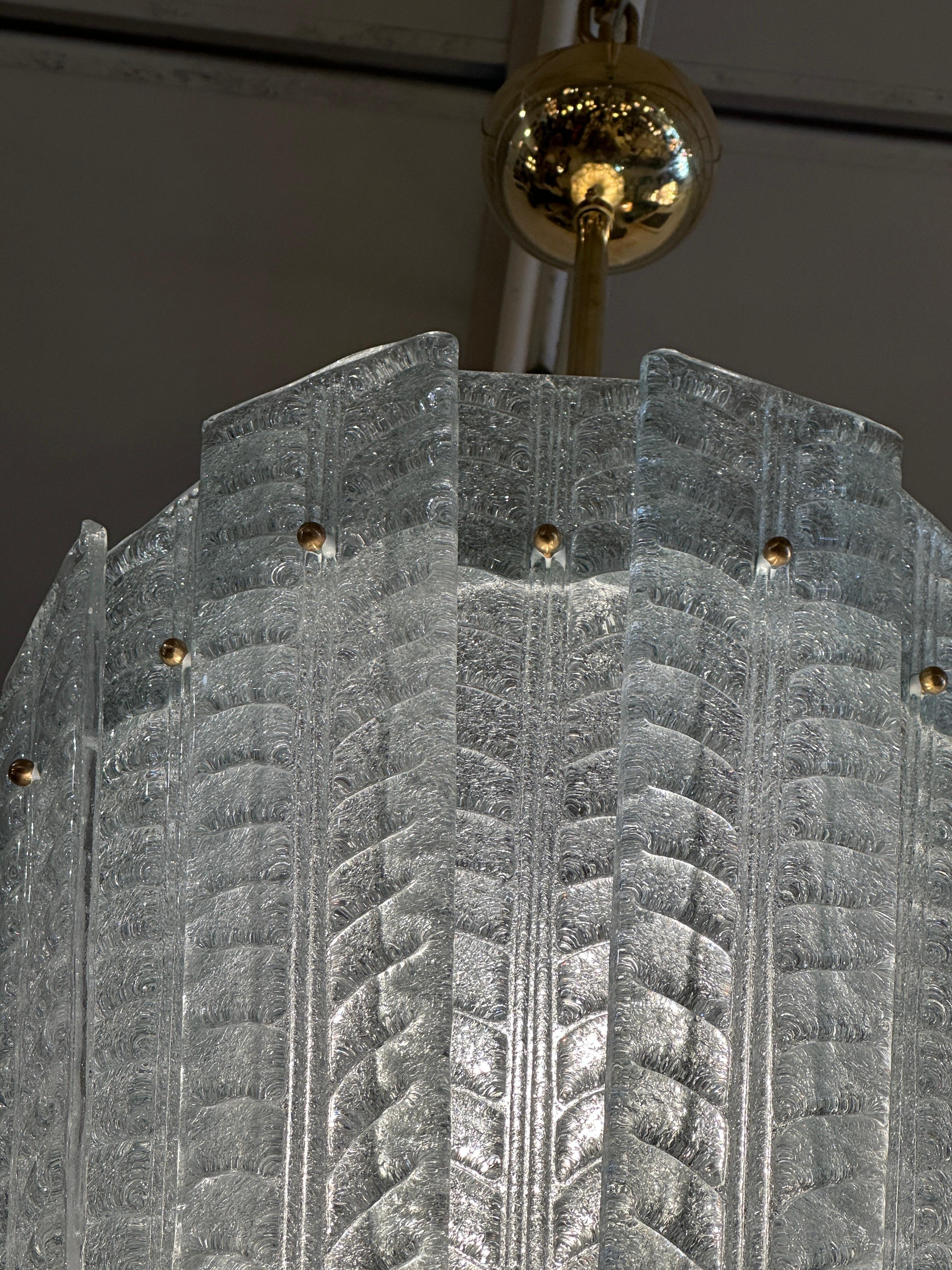 Mid-Century moderno Lampadario a lanterna in vetro di Murano blu glaciale (DUE disponibili) in vendita