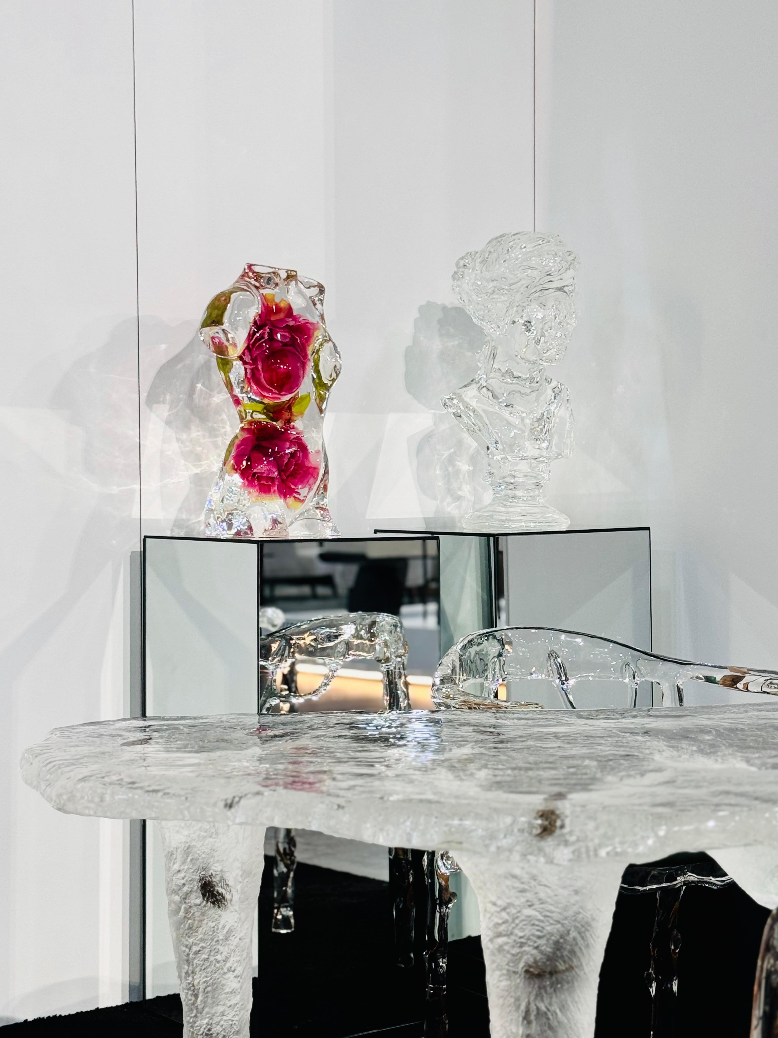 Chinese Glacier Crystal Female Bust Sculpture by Gordon Gu For Sale