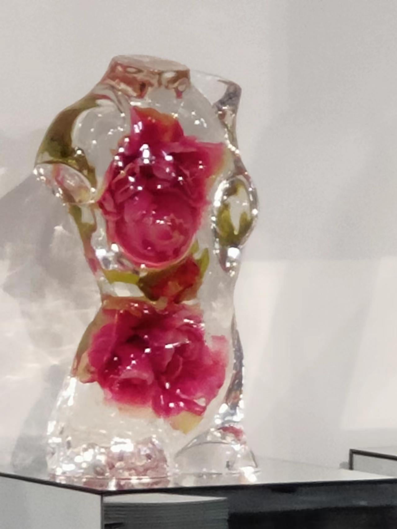Hand-Crafted Glacier Crystal Female Bust Sculpture by Gordon Gu For Sale