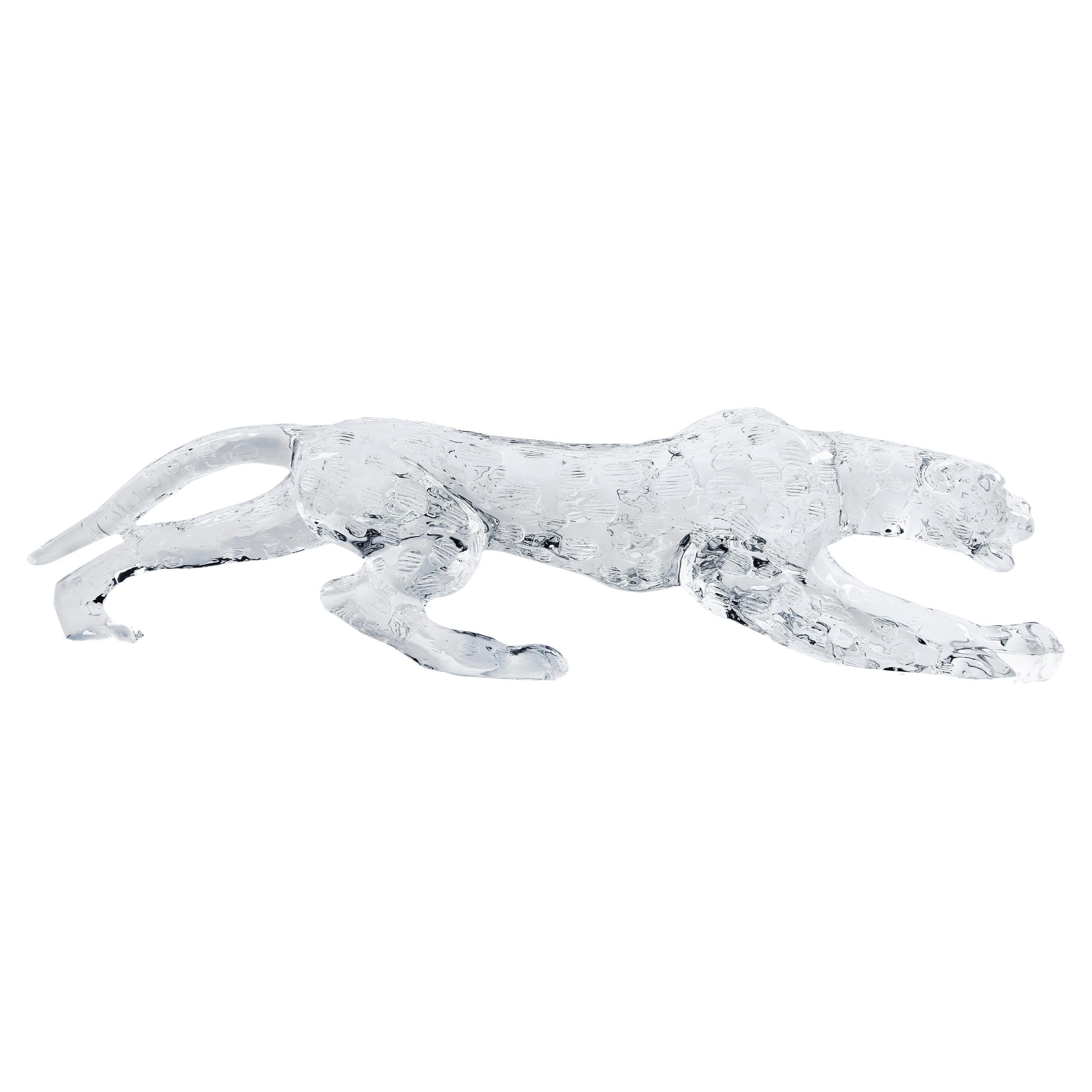 Glacier Crystal Leopard Sculpture by Gordon Gu