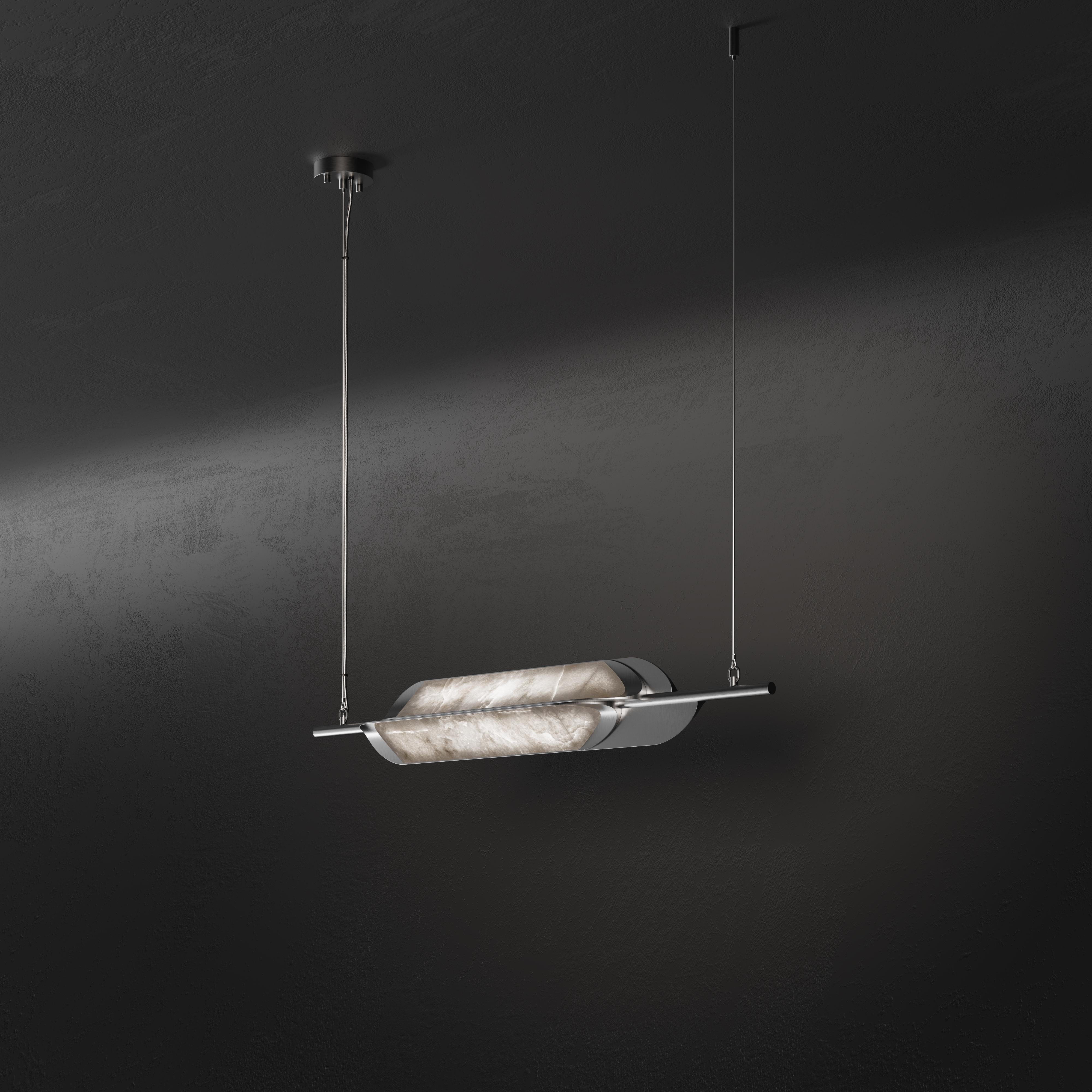 Lampada a sospensione Glacier II in metallo alabastro realizzata a mano in Portogallo da Porus Studio A in vendita 1