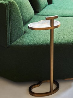 Custom Made Vesper Martini Table Bean Shape in Metal and Marble