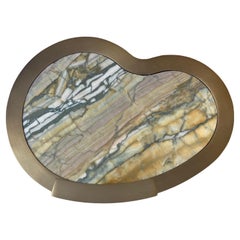 Custom Made Vesper Martini Table Bean Shape in Metal and Marble