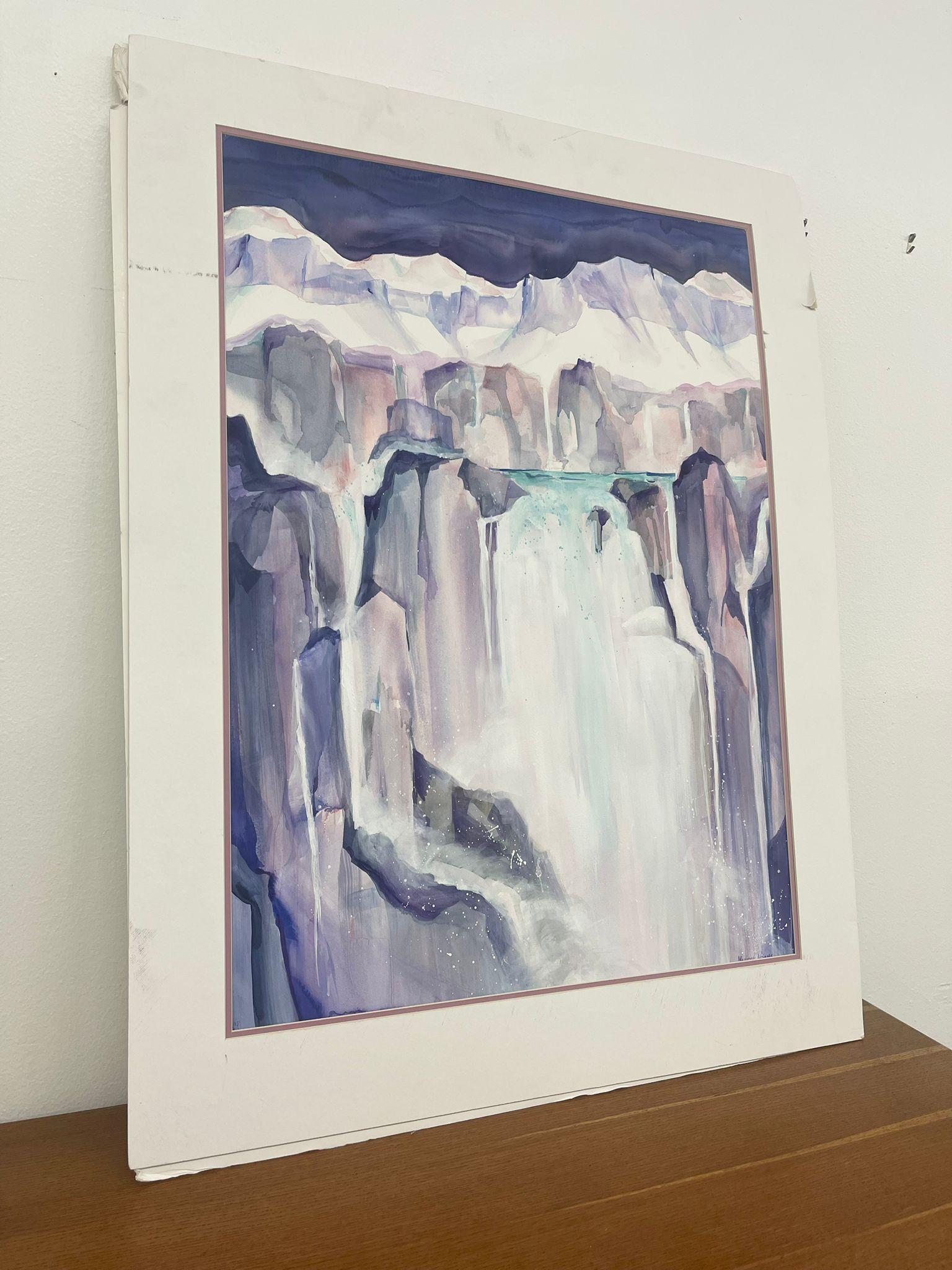 “Glacier” Matted watercolor painting by Marion Adams In Good Condition For Sale In Seattle, WA