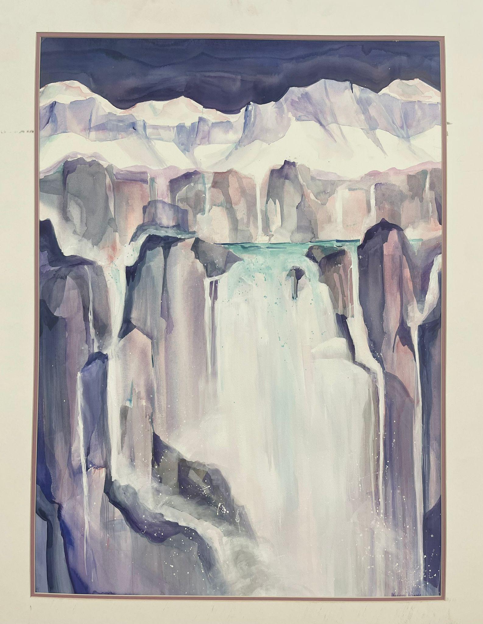 “Glacier” Matted watercolor painting by Marion Adams For Sale 1