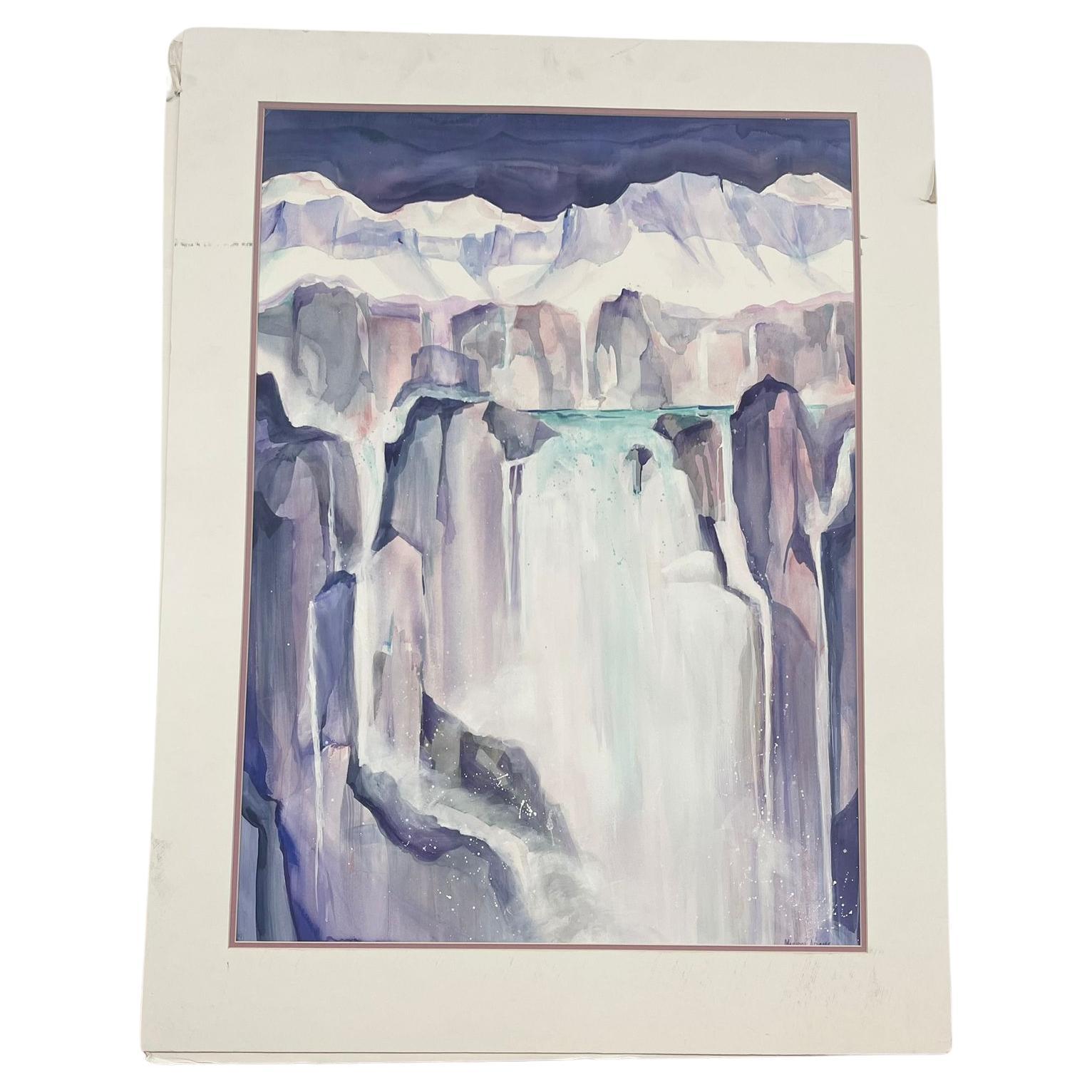 “Glacier” Matted watercolor painting by Marion Adams For Sale
