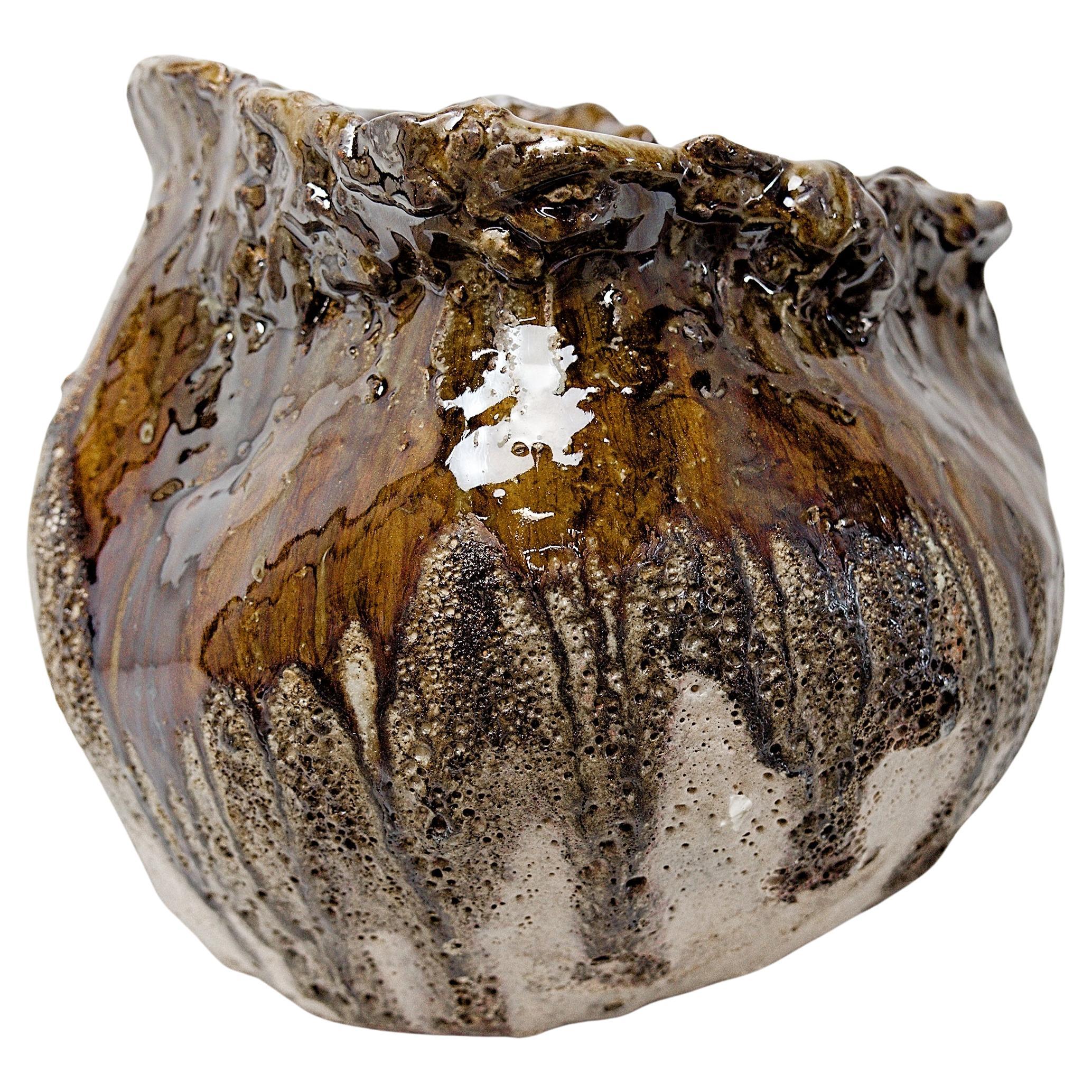 Glacier Pot/ Vase In Metallic Warm