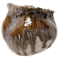 Glacier Pot/ Vase In Metallic Warm