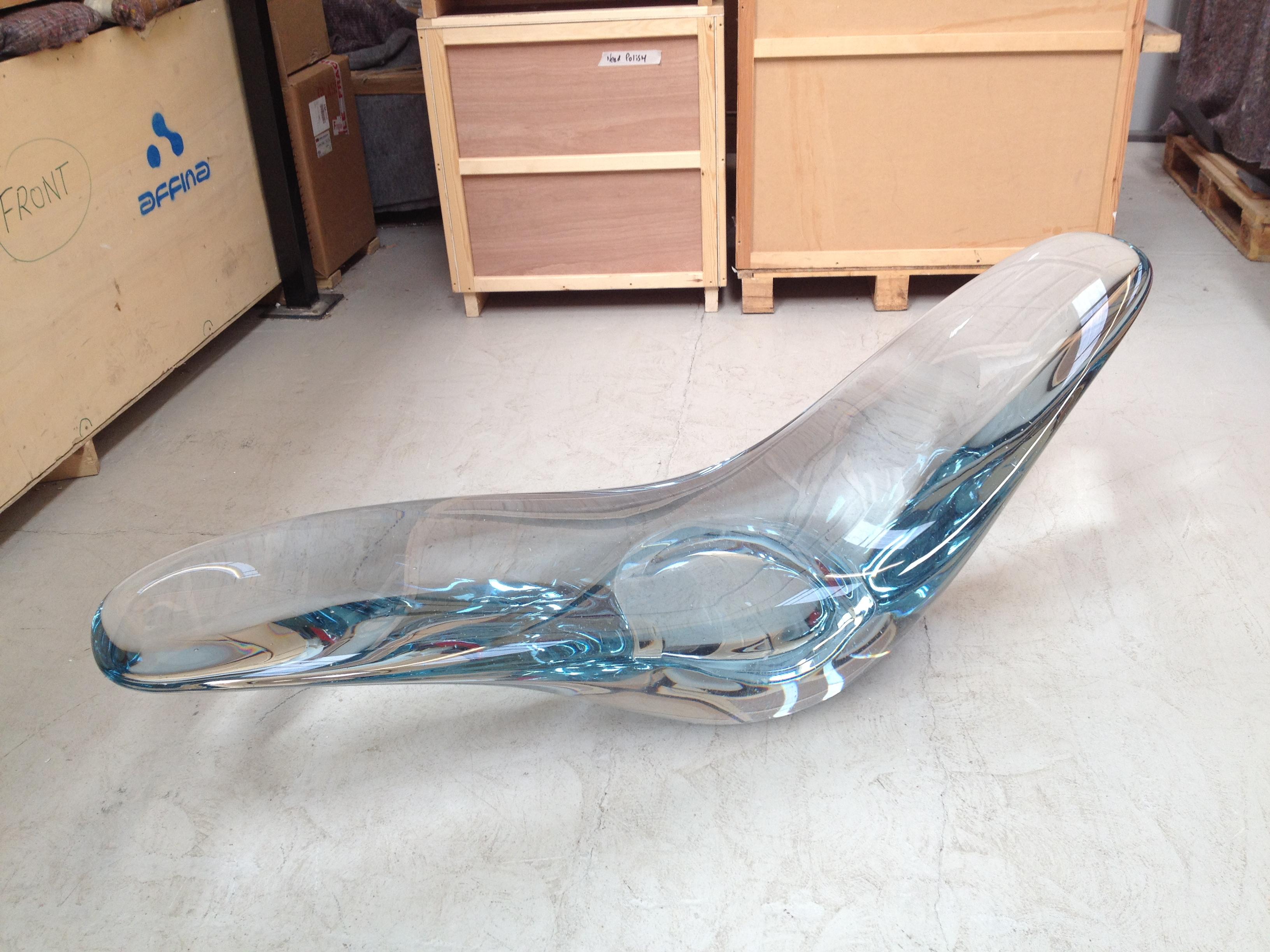 Glacier, Sculptural Chaise Longue Cast in Optical Glass by Brodie Neill For Sale 5