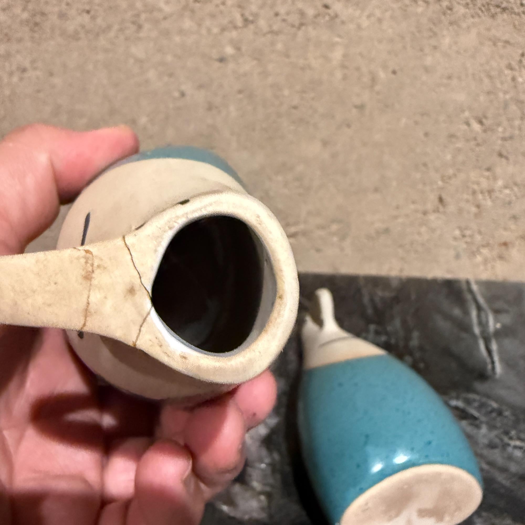 Glad 'n Sad Cruet Set Öl-Essig-Krüge David Gil Bennington Potters im Angebot 3