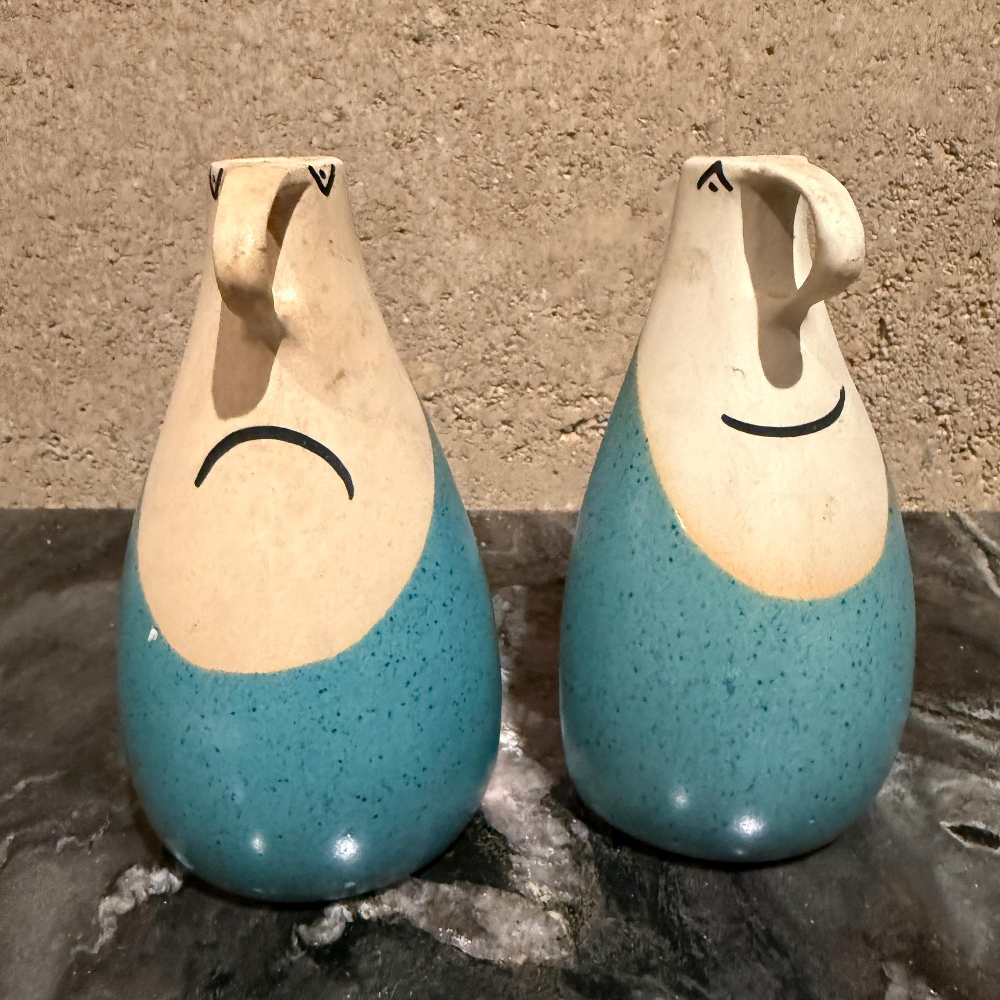 Glad 'n Sad Cruet Set Öl-Essig-Krüge David Gil Bennington Potters (Moderne der Mitte des Jahrhunderts) im Angebot