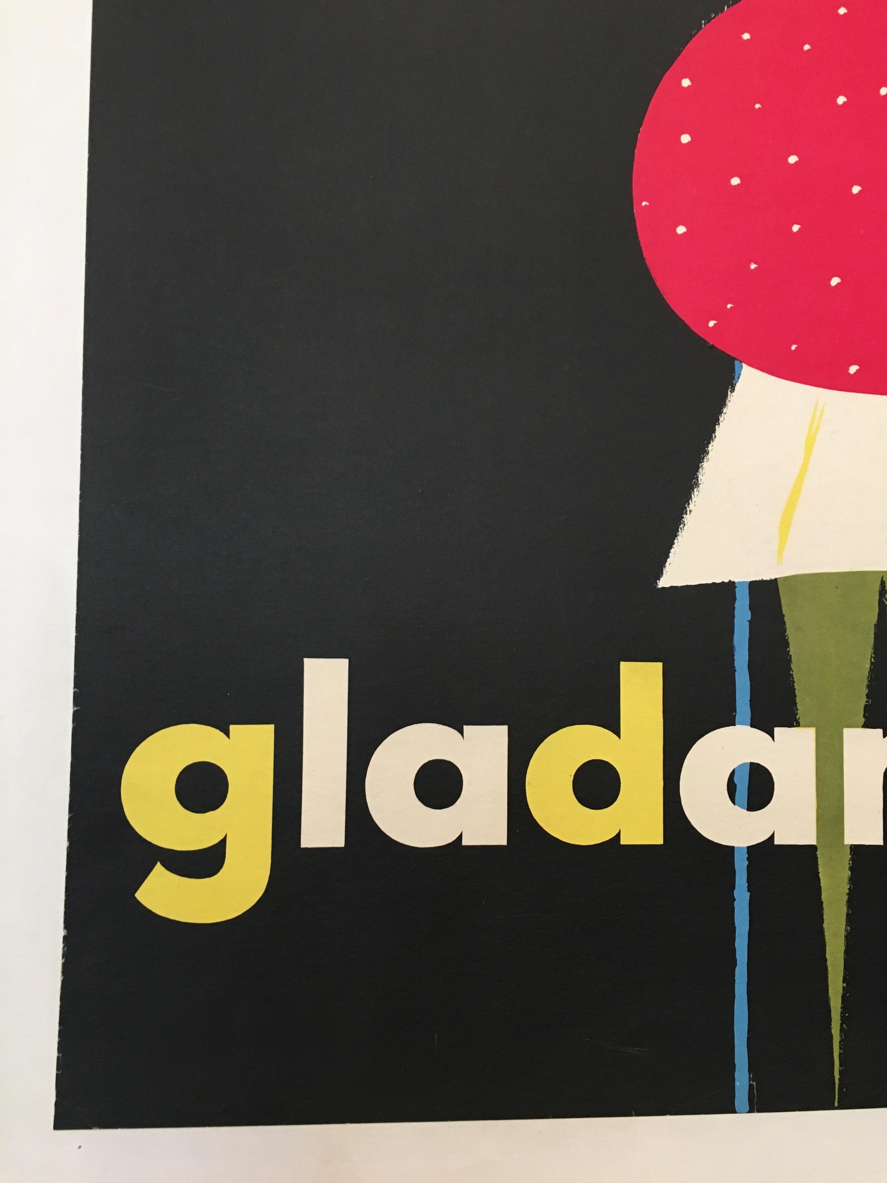 French Gladare Hushall 1955 Original Vintage Midcentury Poster