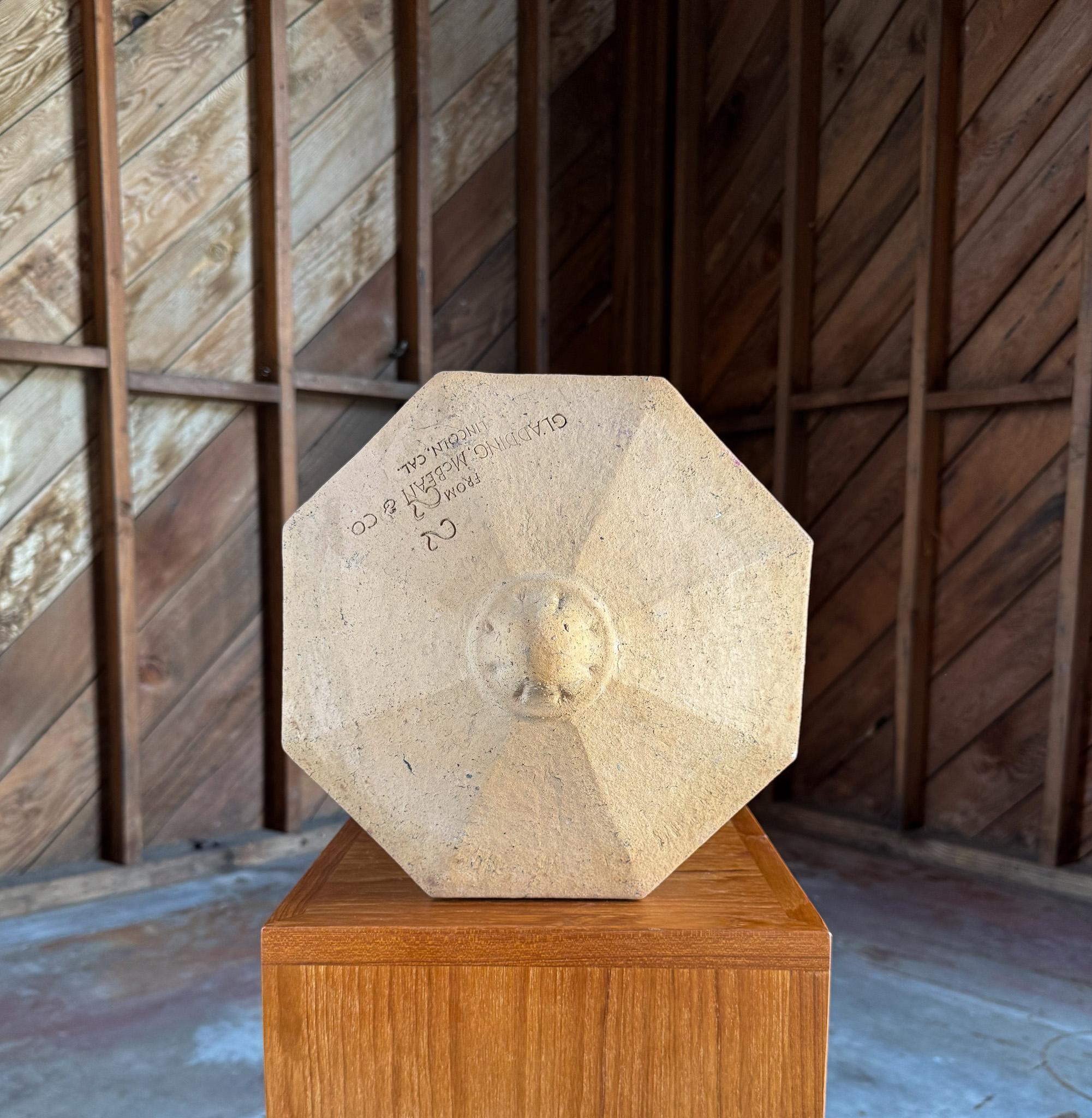 Mission GLADDING McBEAN & CO. Terracotta Chimney Cap,  Lincoln, California, c.1925 For Sale